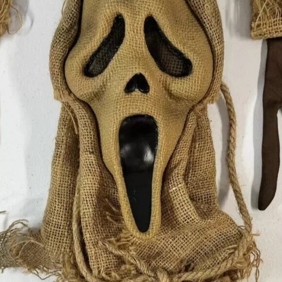 Ghost Face Burlap Scarecrow Halloween Mask Gloves Rope Scream Costume 2XL 44-46 - Picture 1 of 8